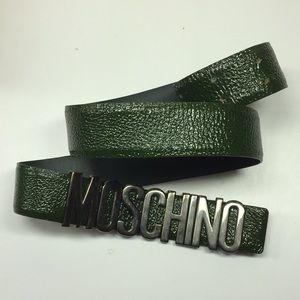 Moschino patent leather logo belt